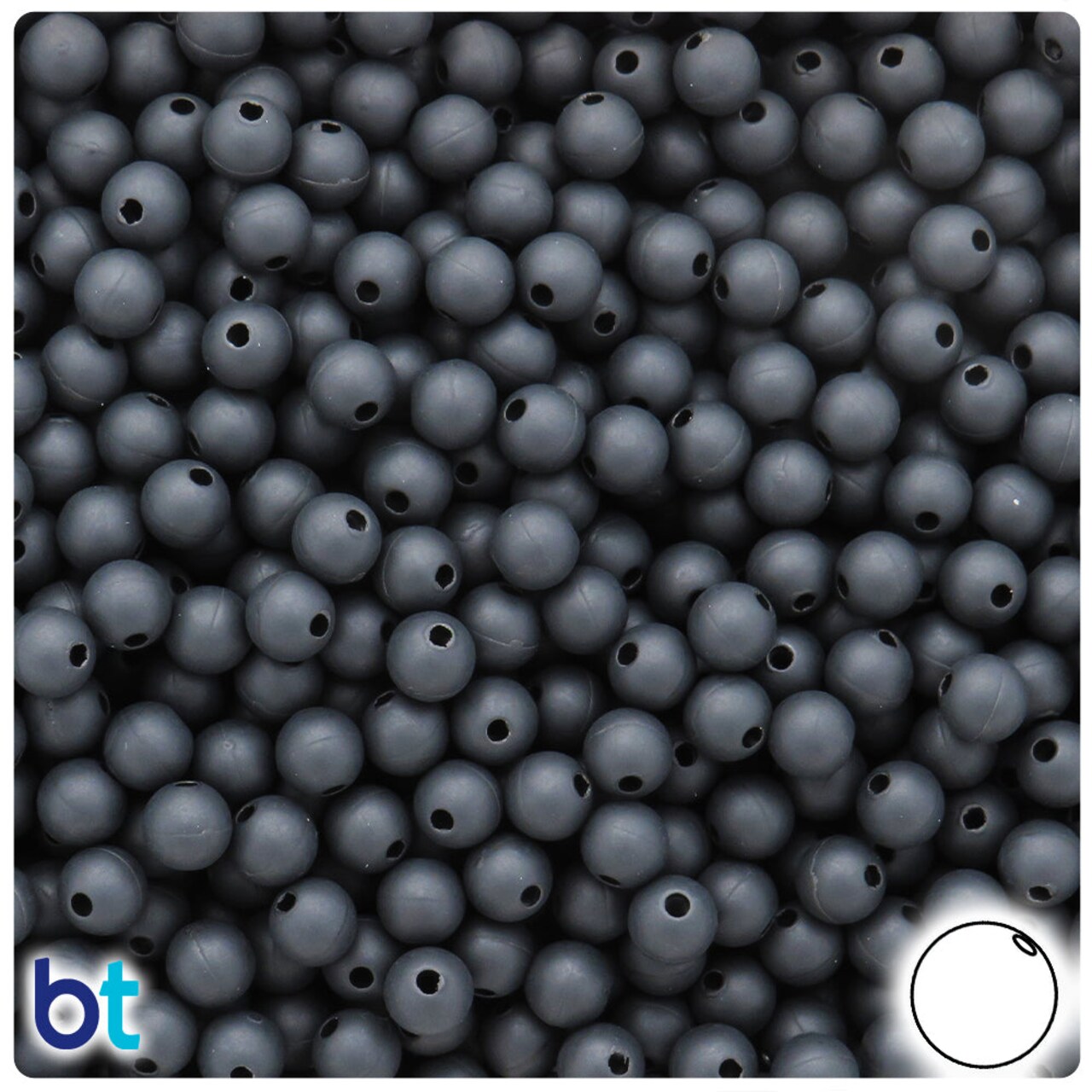BeadTin Black Matte 6mm Round Plastic Craft Beads (500pcs)